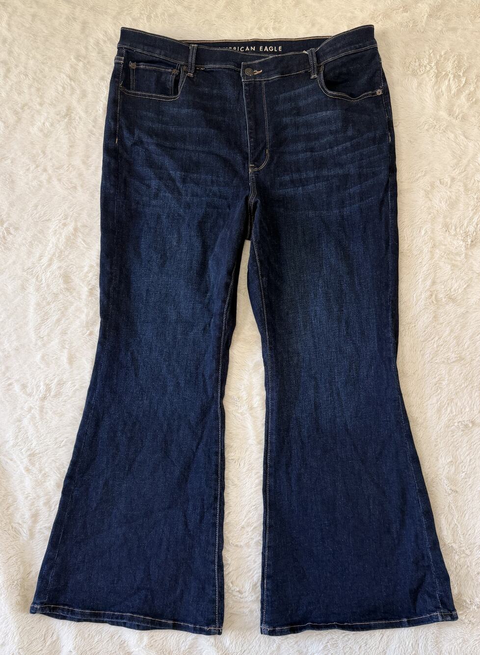 American Eagle Flare Jeans Womens 18 Short Dark Wash Next Level Stretch Denim